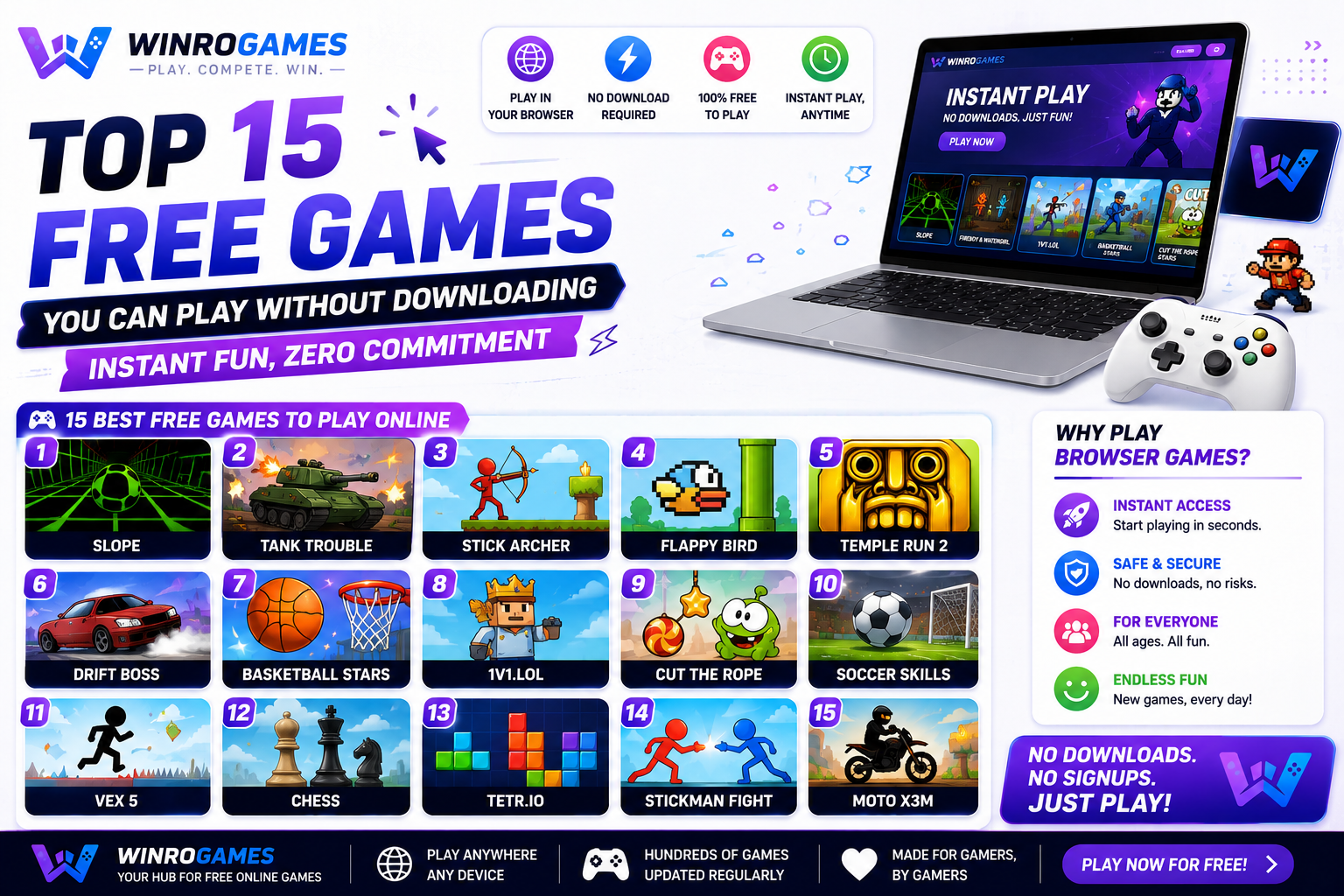 Top 15 Free Games You Can Play Without Downloading: Instant Fun, Zero Commitment